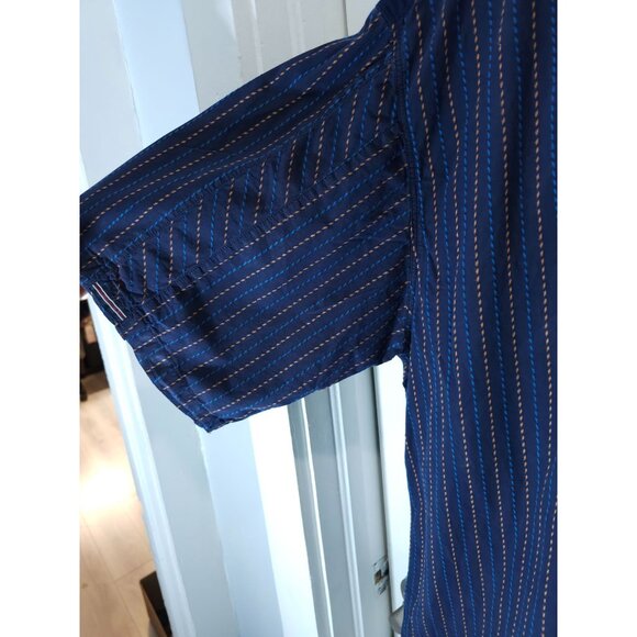 PHAT FARM Men's Blue & Orange Striped Shirt Short Sleeve Button-Up Shirt Size XL - Picture 7 of 12